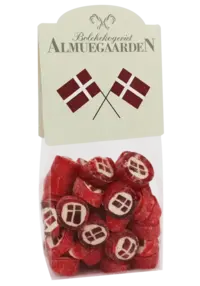 Danske flag bolcher med smag af jordbær (anledningskort)